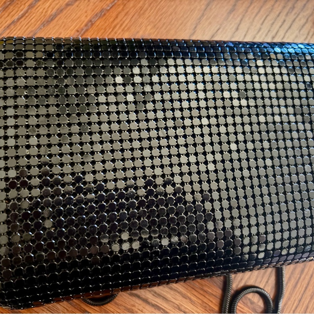 Vintage Black Sequin Evening Shoulder Bag/ Clutch with Gold Trim - Picture 5 of 12